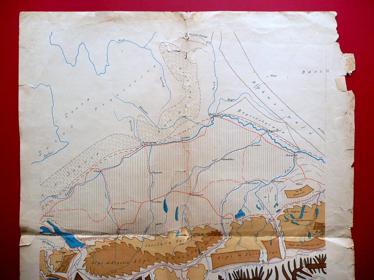 Grande Carta Geologica Alpi Centro Orientali Montagna Primo Novecento