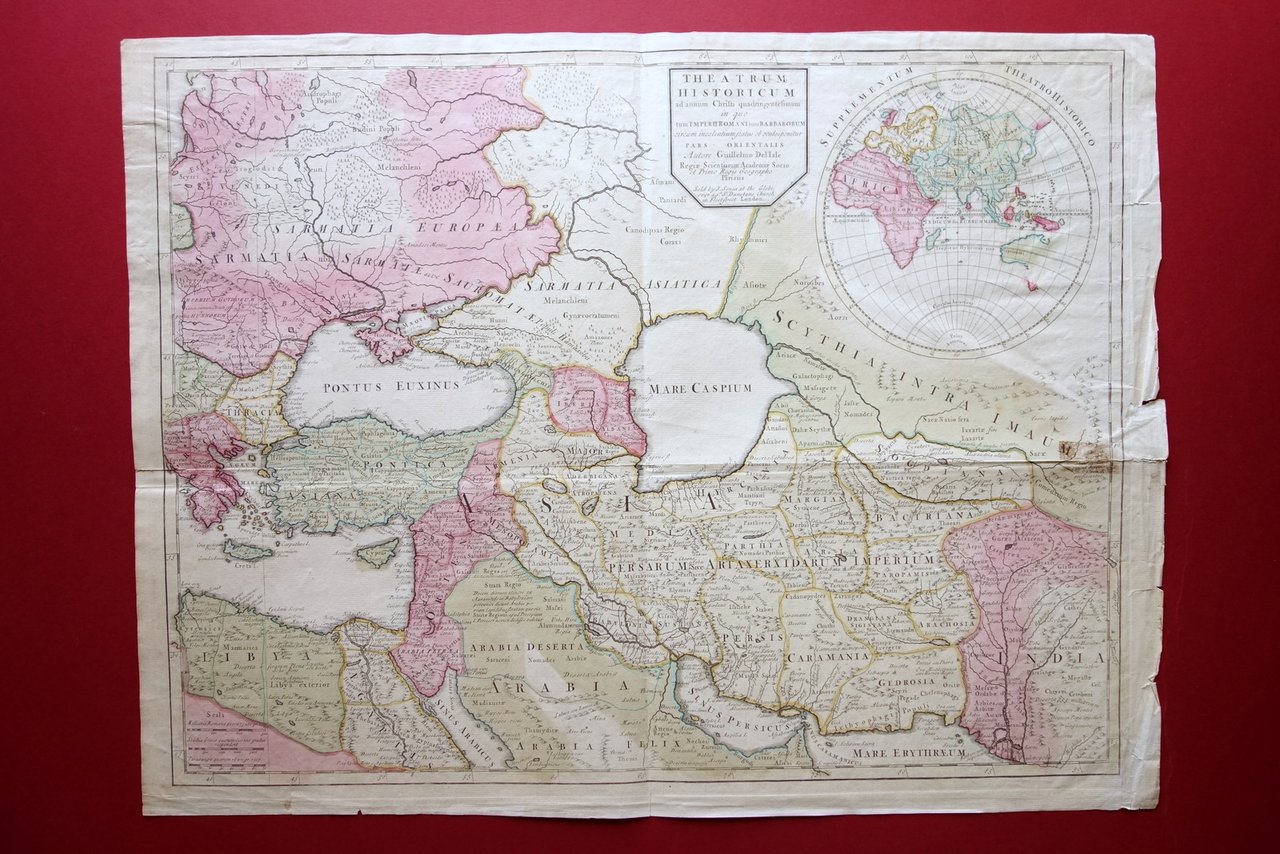 Grande Carta Theatrum Historicum Impero Romano d'Oriente Delisle London '700