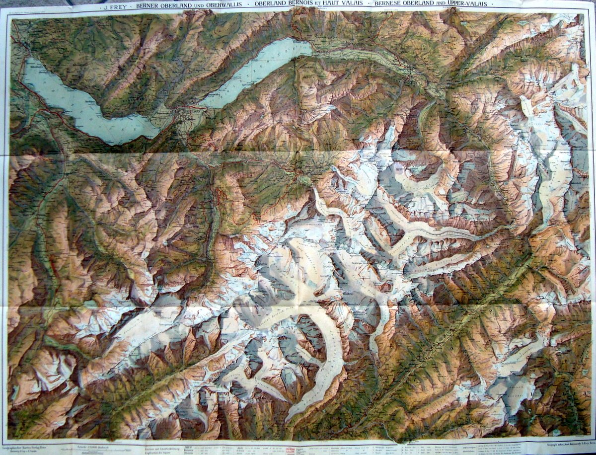 Grande Carta Topografica Frey Berner Oberland Kummerly Bern