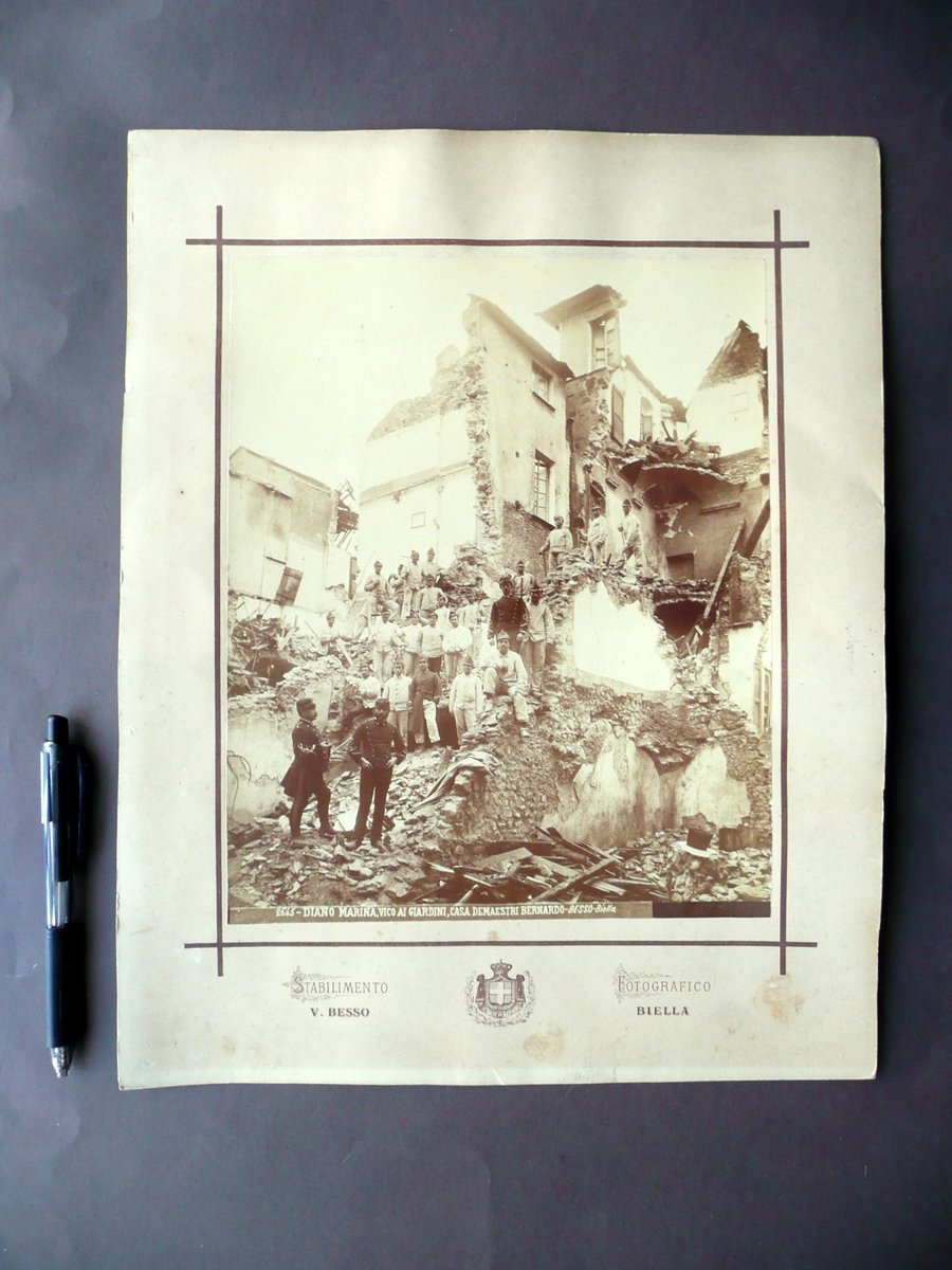 Grande Fotografia Diano Marina Terremoto 1887 Casa Demaestri Bernardo Biella
