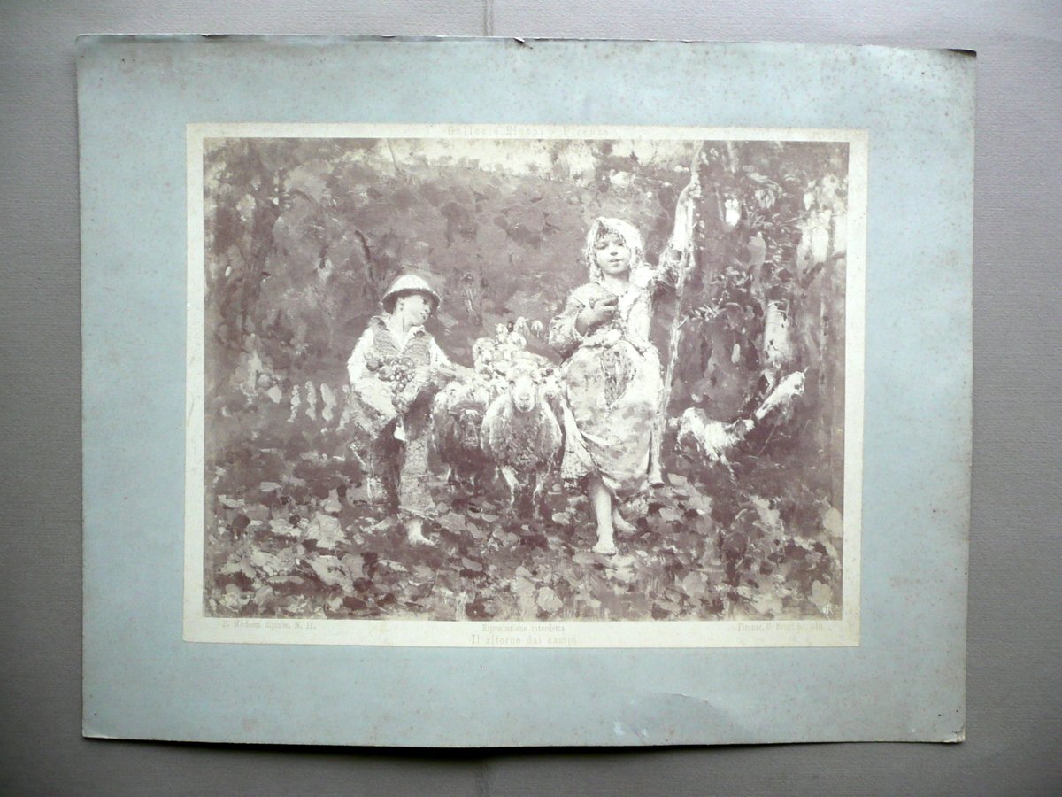 Grande Fotografia Ritorno dai Campi Dipinto Michetti Foto Brogi Firenze