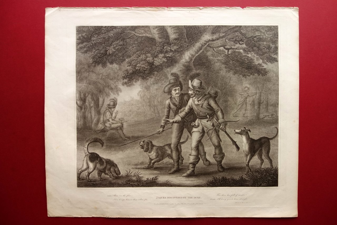 Grande Incisione Shakespeare Jacques Discovered The Duke Bunbury Chapman 1795