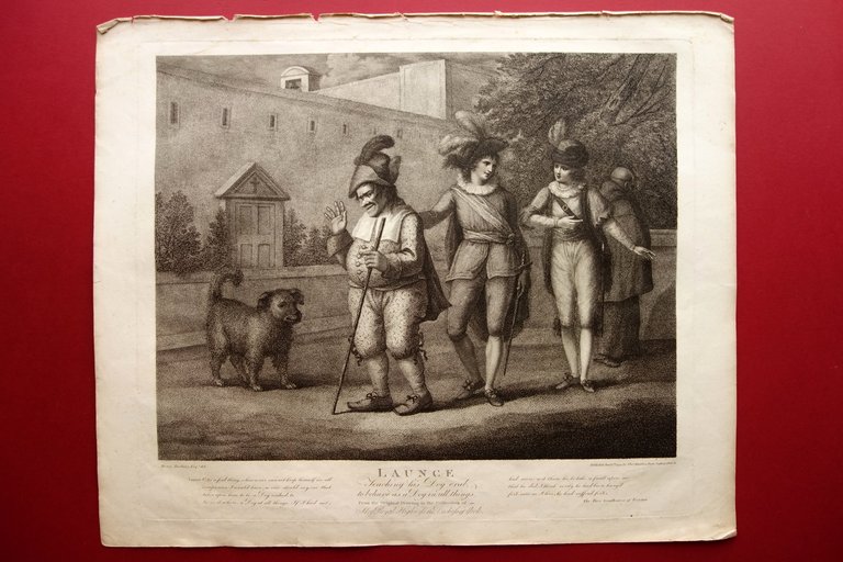 Grande Incisione Shakespeare Launce Searching his Dog Crab Bunbury Macklin …