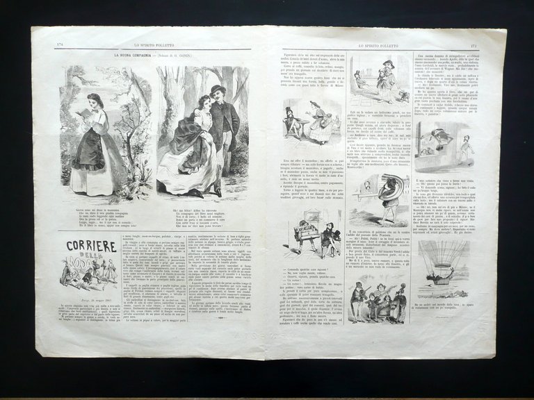 Grande Litografia Costumi Veneziani Venezia Pagina Centrale Lo Spirito Folletto