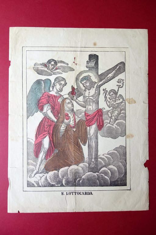 Grande Litografia Originale S. Lottocarda a Colori Fine Ottocento Religione | Immagine Gallery 1