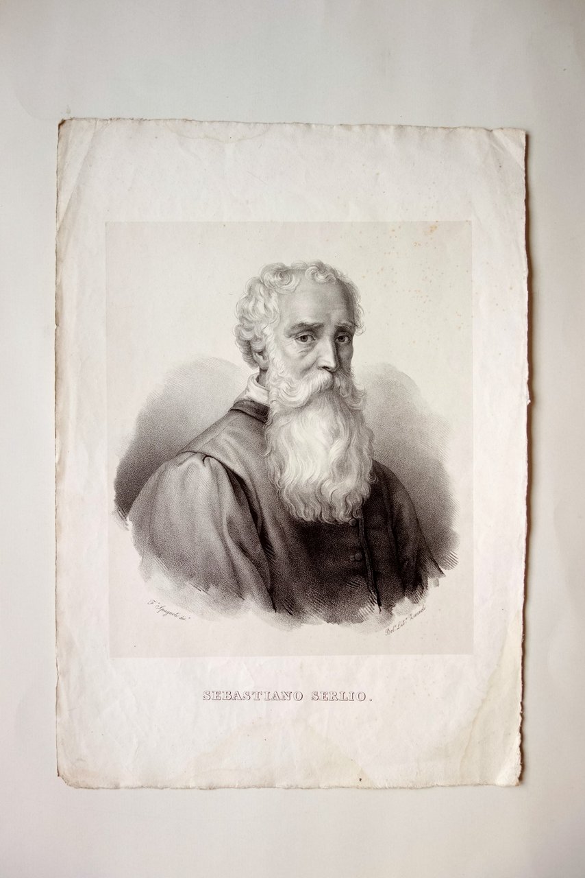 Grande Litografia Sebastiano Serlio Architetto Lit. Cannoli Bologna Met‡ '800 | Immagine principale