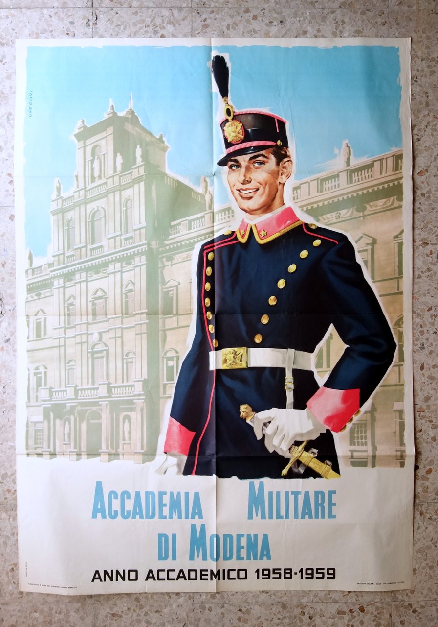 Grande Manifesto Accademia Militare di Modena A. A. 1958-59 Grafica …