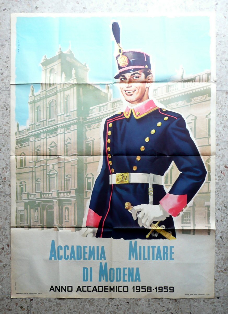 Grande Manifesto Accademia Miltare di Modena Anno Accademico 1958-59 IGAP