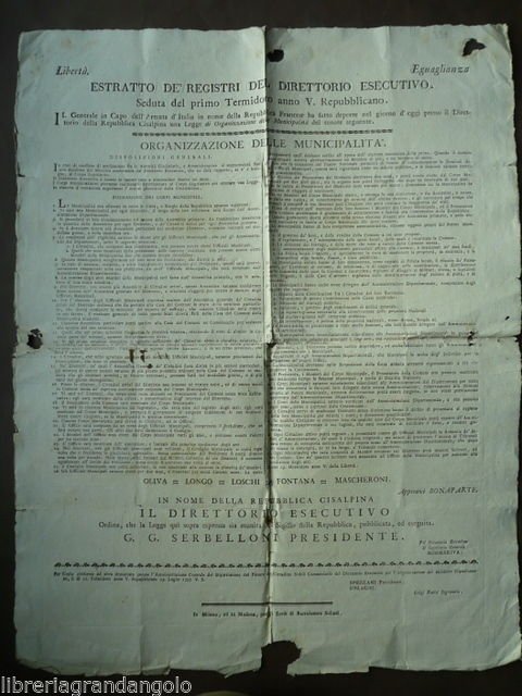 Grida Cisalpina Organizzazione Municipalit‡ Corpi Municipali Modena Soliani