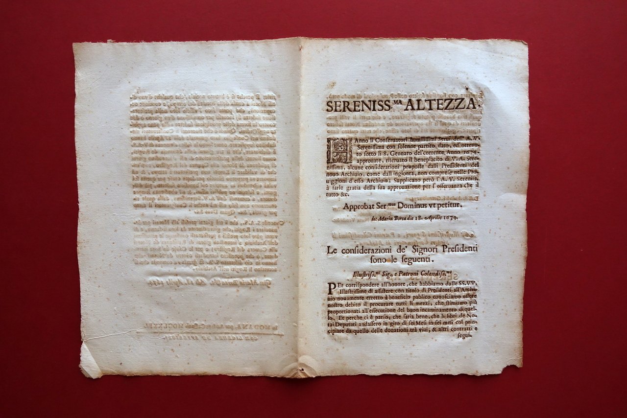 Grida Ducato Estense Modena Archivi Notarili Registrazione Atti Notariato 1674