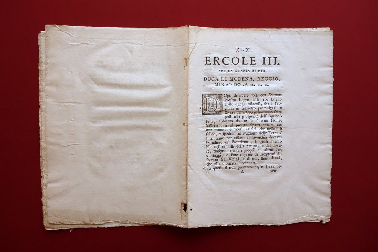 Grida Ercole III Duca di Modena Disposizioni per Agricoltura 10 …