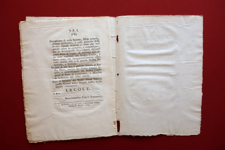 Grida Ercole III Duca di Modena Disposizioni per Agricoltura 10 …