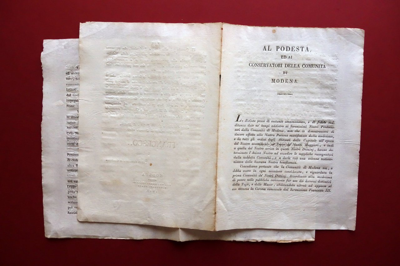 Grida Modena 1816 Regole Iscrizione al Libro d'Oro Nobilt‡ Francesco …