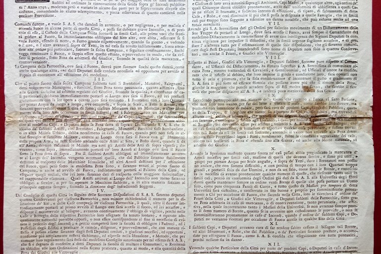 Grida Sopra gli Incendi Disposizioni Soliani Modena 1776