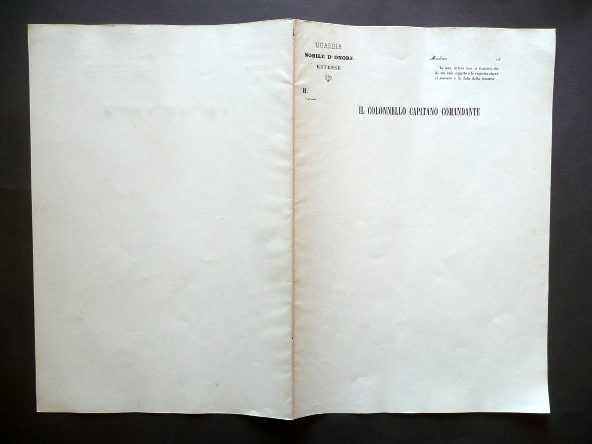 Guardia Nobile d'Onore Estense Colonnello Capitano Comandante Carta Intestata