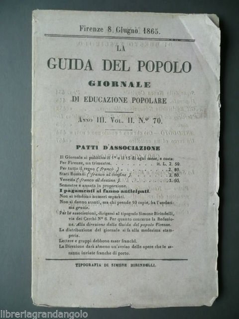 Guida al popolo 1865 Firenze Capitale Polonia Martirio Stanislao Iszora