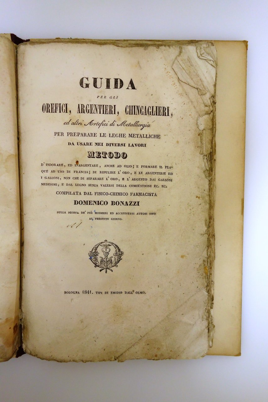 Guida per gli Orefici Argentieri Chincaglieri Domenico Bonazzi Bologna 1841 … | Immagine principale