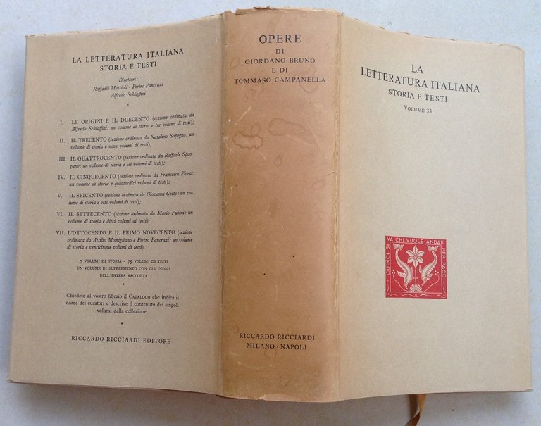 Guzzo Amerio La Letteratura Italiana Storia e Testi Giordano Bruno …