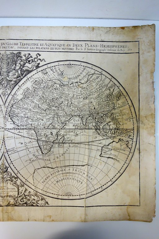 Jaillot Sanson Mappemonde Mappamondo du Globe Terrestre 1674 Incisione | Immagine Gallery 2