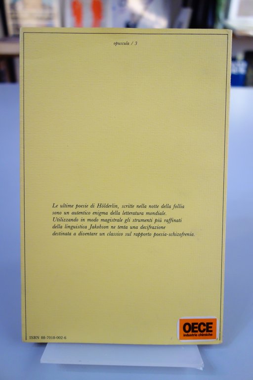 HOLDERLIN L'ARTE DELLA PAROLA JAKOBSON IL MELANGOLO 1982 POESIE SCHIZIOFRENIA