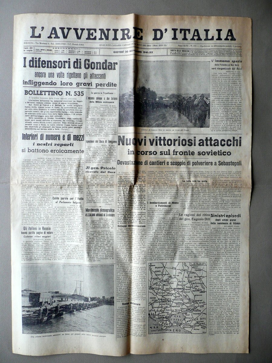 I Difensori di Gondar Rigettano gli Attaccanti Avvenire d'Italia 20/11/1941 …