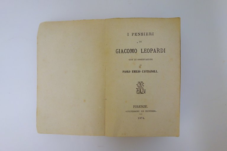I Pensieri di Giacomo Leopardi Le Monnier Firenze 1874 Edizione … | Immagine Gallery 4