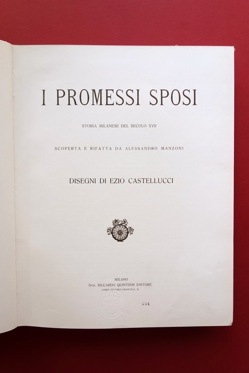 I Promessi Sposi Alessandro Manzoni Disegni E. Castellucci Quinteri Milano …