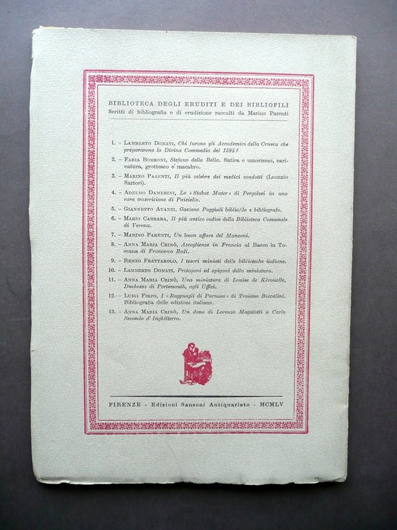 I Ragguagli del Parnaso Traiano Boccalini Sansoni Antiquariato Firenze 1955