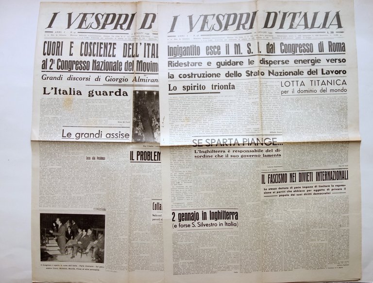 I Vespri d'Italia Settimanale MSI Palermo 1949-1950 12 Numeri Completi …