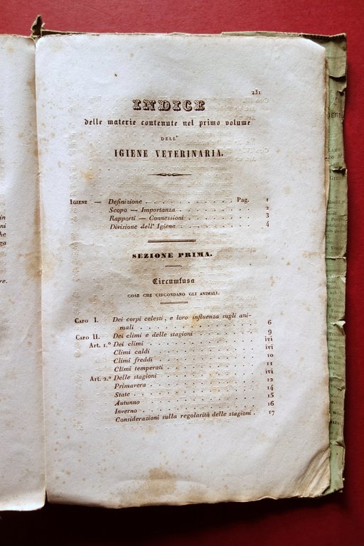 Igiene Veterinaria di Francesco Papa Ceresole e Panizza Torino 1843 …
