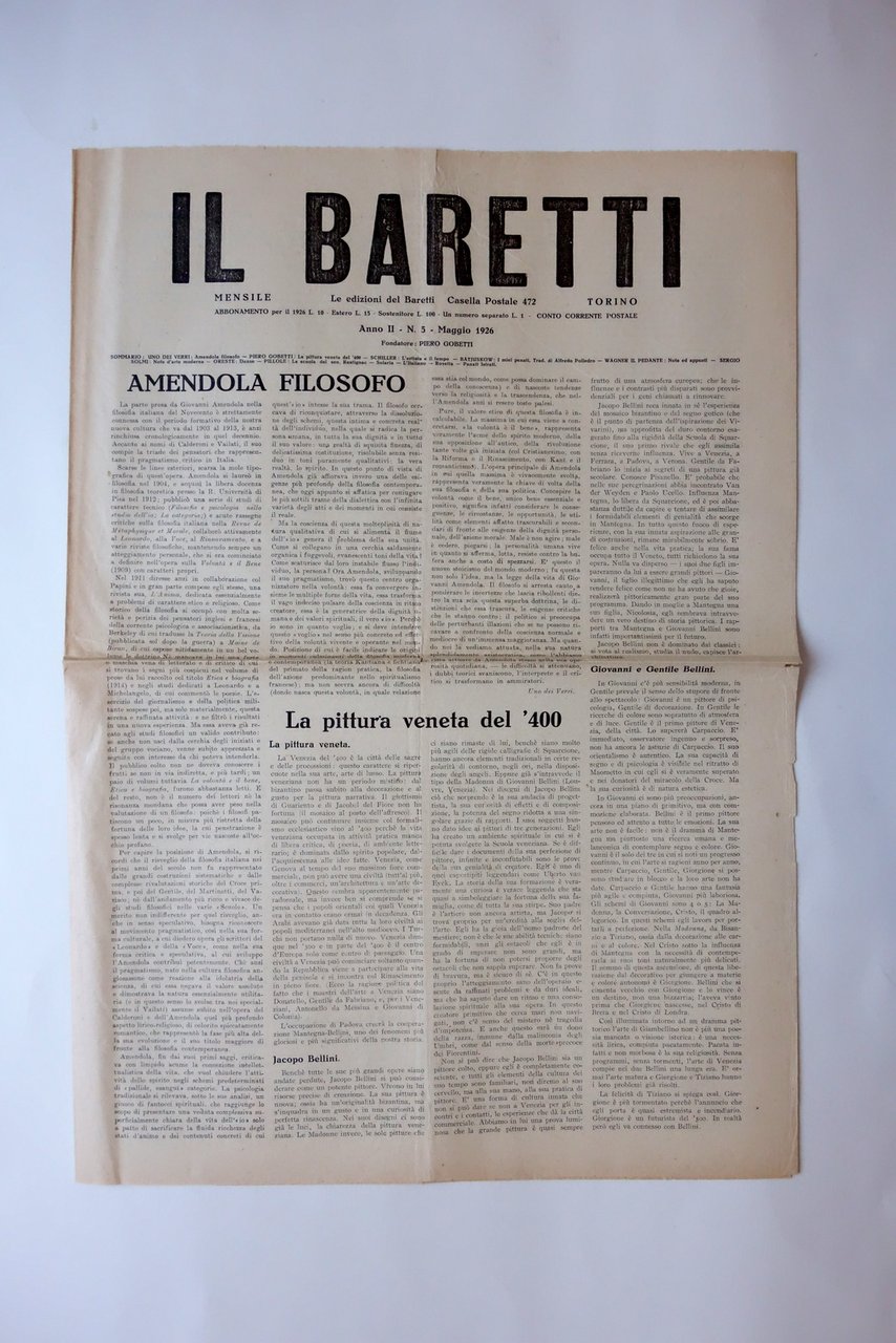 Il Baretti Direttore Piero Gobetti Anno II Numero 5 Maggio …