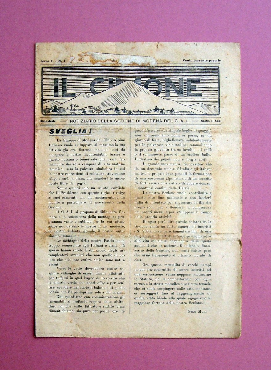 Il Cimone Corriere del Frignano Anno I n 1 1931 …