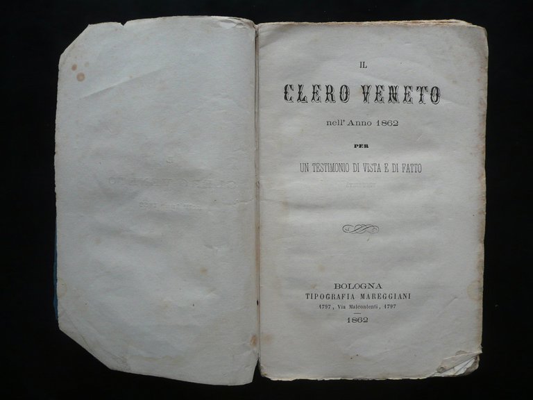 Il Clero Veneto nell'Anno 1862 Testimonio Tipografia Mareggiani Bologna Storia | Immagine Gallery 1