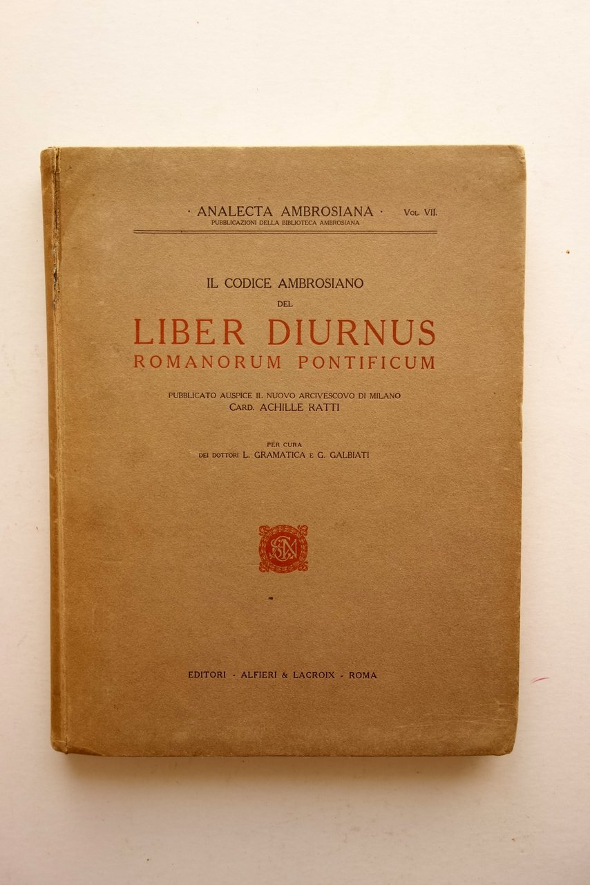 Il Codice Ambrosiano del Liber Diurnus Romanorum Pontificum Alfieri&Lacroix 1921