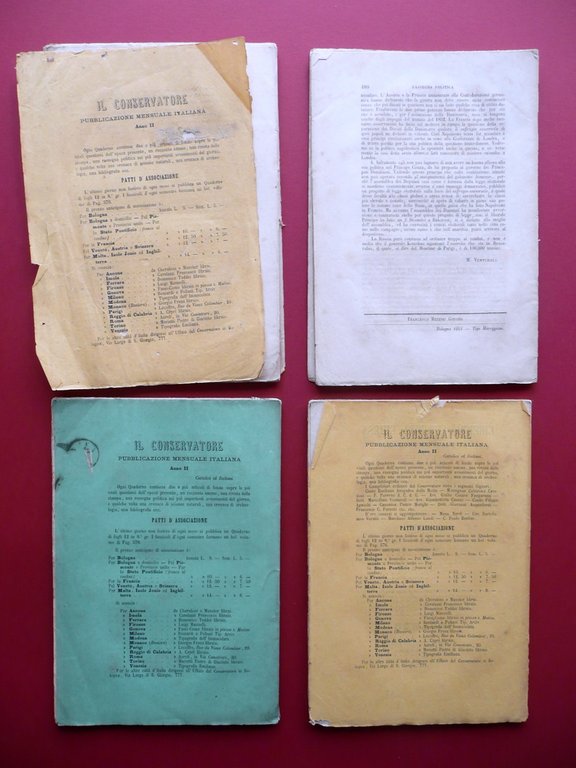 Il Conservatore Anno Secondo Tip. Mareggiani Bologna 1864 4 Numeri …