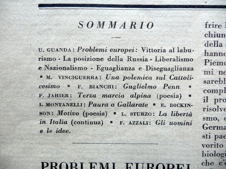 Il Contemporaneo Mensile Anno I Numero 2-3 Parma 1945 Guanda …