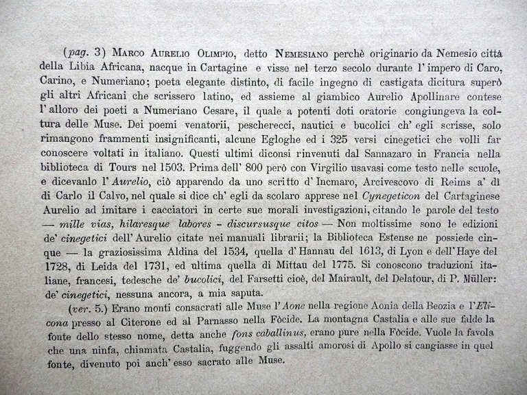 Il Cynegeticon di Nemesiano Volgarizzato Luigi Francesco Valdrighi 1876 Raro