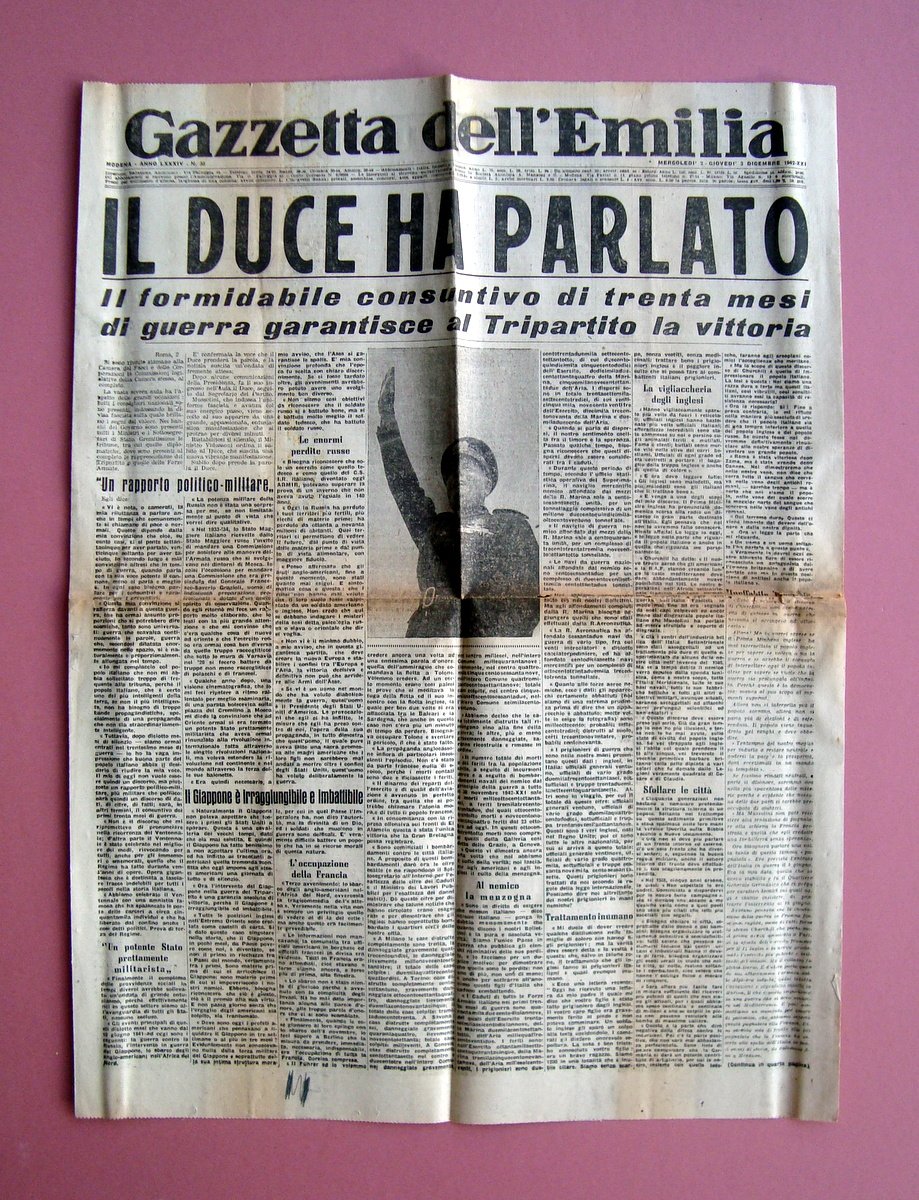 Il Duce ha parlato Gazzetta dell'Emilia 2-3 dicembre 1942 consuntivo …