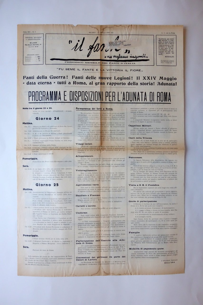 Il Fante Periodico dei Fanti d'Italia Adunata di Roma Milano …