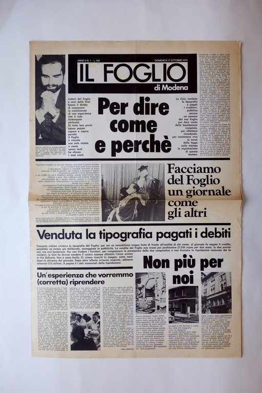 Il Foglio di Modena Due Numeri Primo e Ultimo 3/6/1975 …