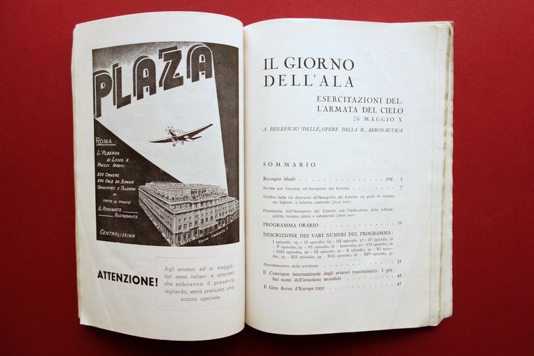 Il Giorno dell'Ala Programma Roma Aeroporto del Littorio 26/5/1932 Aviazione