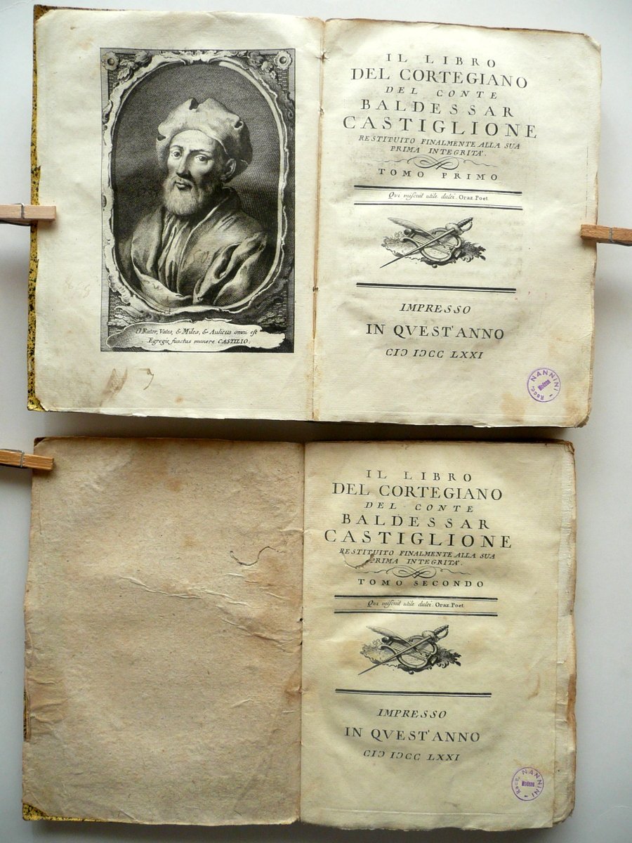 Il Libro del Cortegiano del Conte Baldassar Castiglione Vendramini Vicenza …