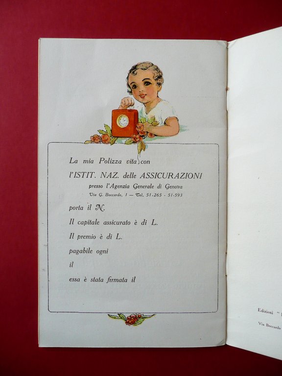 Il Libro di BebË Istituto Nazionale Assicurazioni Genova 1936 Compilato …