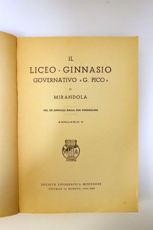 Il Liceo Ginnasio Governativo G. Pico di Mirandola Annuario V …