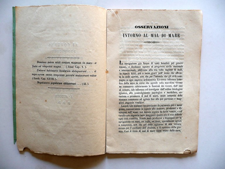 Il Mal di Mare Esaminato nell'Uomo e nel Cavallo Imbarchi …