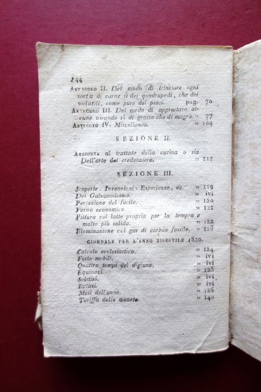 Il Massaro del Curato di Campagna Almanacco 1820 Silvestri Milano …