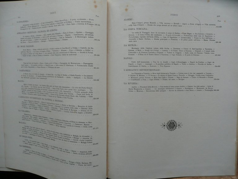 Il Mediterraneo Pittoresco Descritto da Celebri Viaggiatori Sonzogno Milano 1892