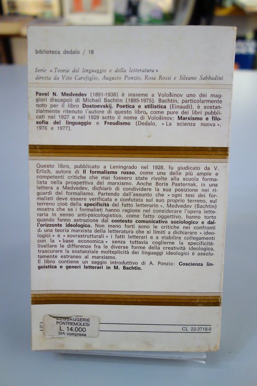 IL METODO FORMALE NELLA SCIENZA DELLA LETTERATURA MEDVEDEV BACHTIN POETICA …