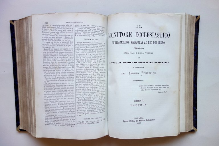 Il Monitore Ecclesiastico Cassano al Ionio Policastro Lagonegro Maratea 1876-81