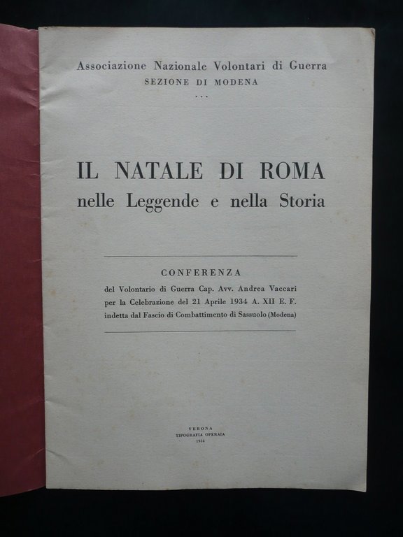 Il Natale di Roma Leggende Storia Conferenza Vaccari Fascio Sassuolo …